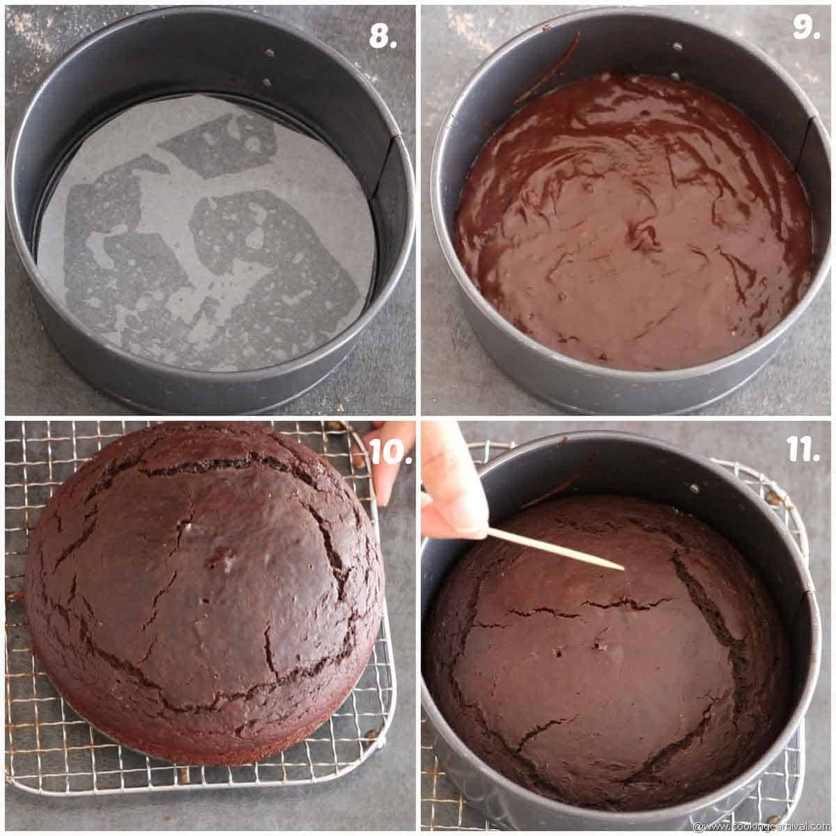 Baking chocolate cake in oven