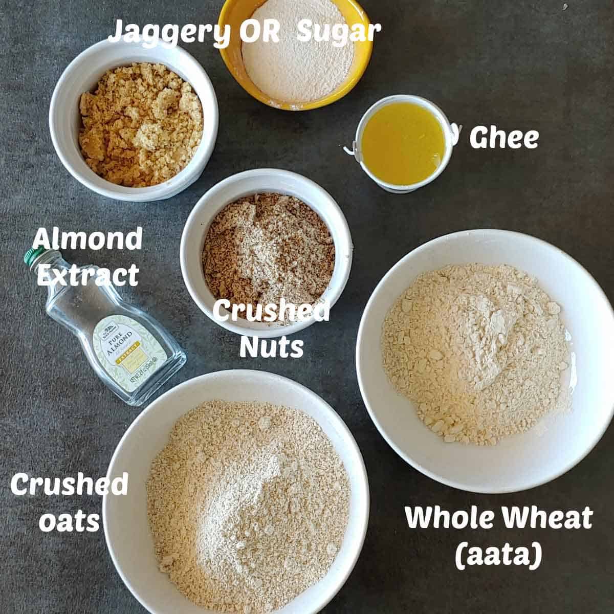 Pre-measured ingredients to make aata cookies