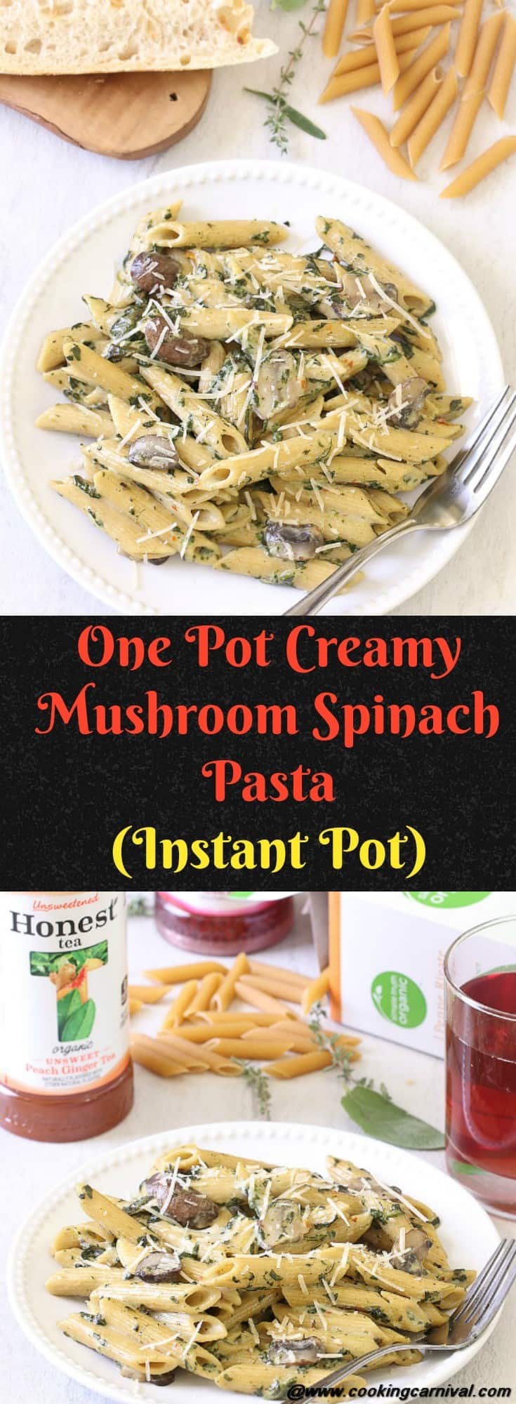 One Pot Creamy Mushroom And Spinach Pasta