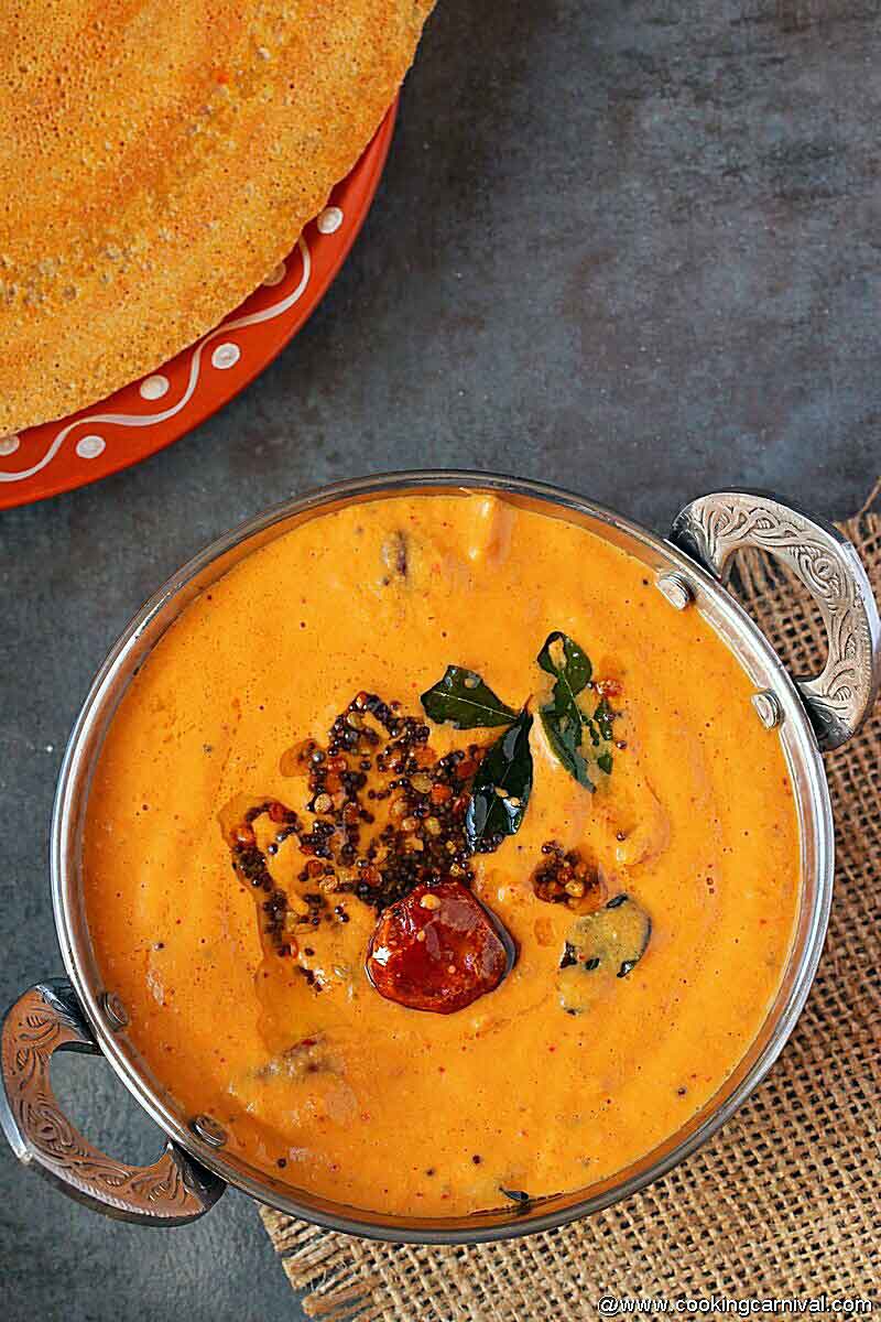 Onion chutney in steel bowl