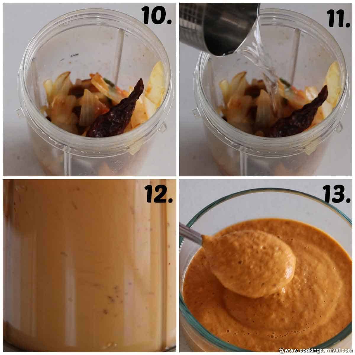 Blending sauteed ingredients in a blender