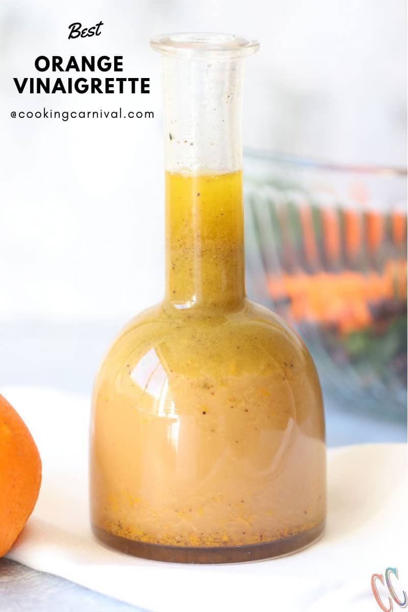 Orange Vinaigrette - A simple yet delicious, bursting with orange flavors, Vegan Vinaigrette for any Salad. This Orange Vinaigrette Recipe takes less than 10 minutes to make with very few ingredients! It is Bright, light and flavorful.