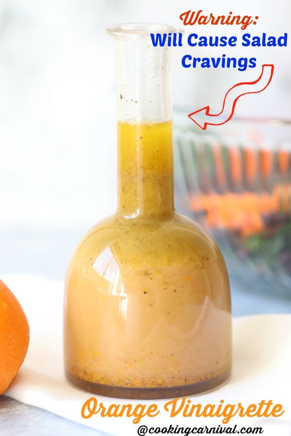 Orange Vinaigrette - A simple yet delicious, bursting with orange flavors, Vegan Vinaigrette for any Salad. This Orange Vinaigrette Recipe takes less than 10 minutes to make with very few ingredients! It is Bright, light and flavorful.