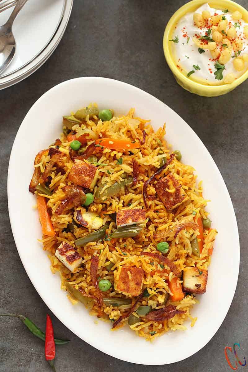 Paneer Pulao - Easy, Simple, Delicious, Aromatic, Gluten-free and perfect Vegetarian Instant Pot rice dish for busy weeknight dinner, for potluck or your kids lunchbox!