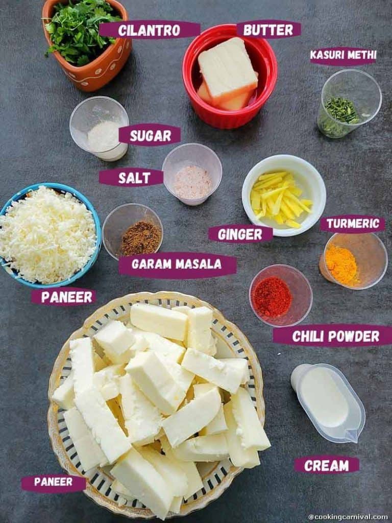 paneer lababdar ingredients