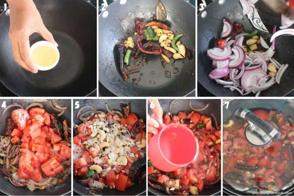 Making gravy for paneer curry