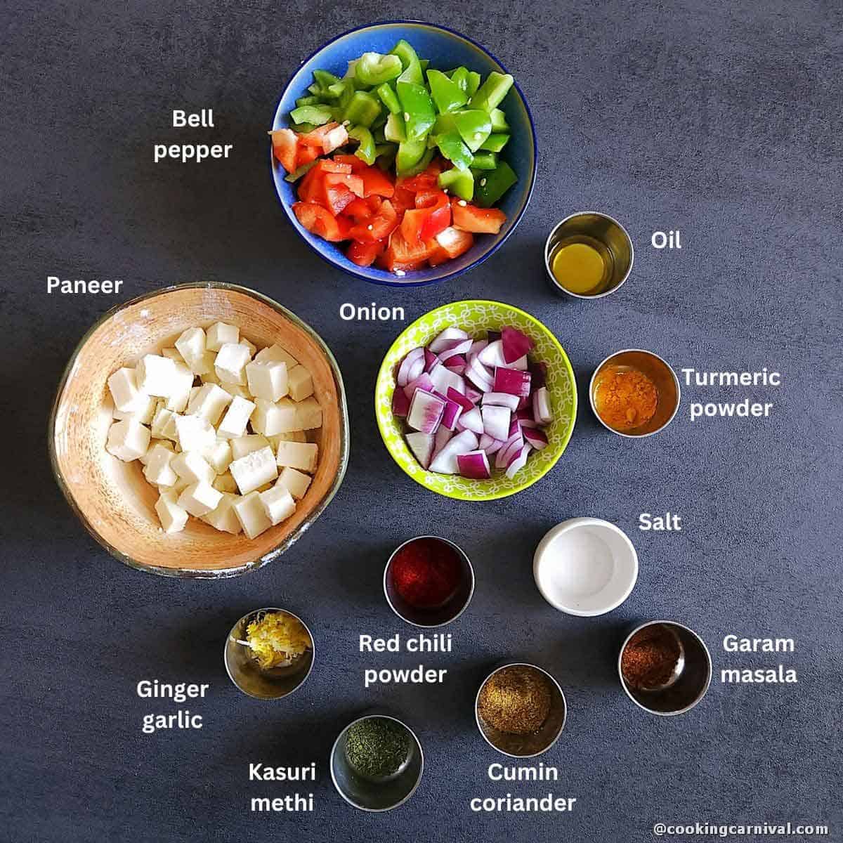 Premeasured ingredients to marinade the paneer.