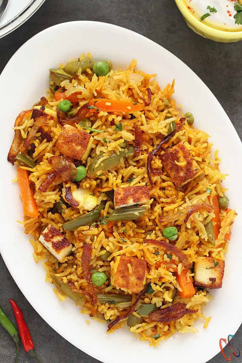 Paneer Pulao - Easy, Simple, Delicious, Aromatic, Gluten-free and perfect Vegetarian Instant Pot rice dish for busy weeknight dinner, for potluck or your kids lunchbox!