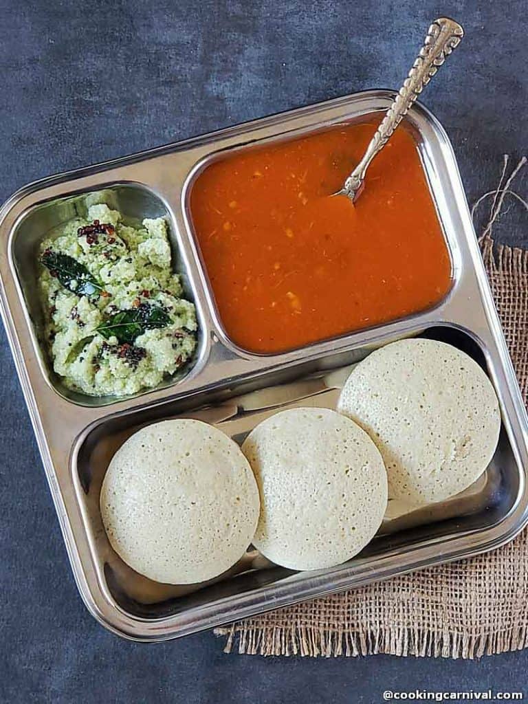 Quinoa Idli with rasam and chutney