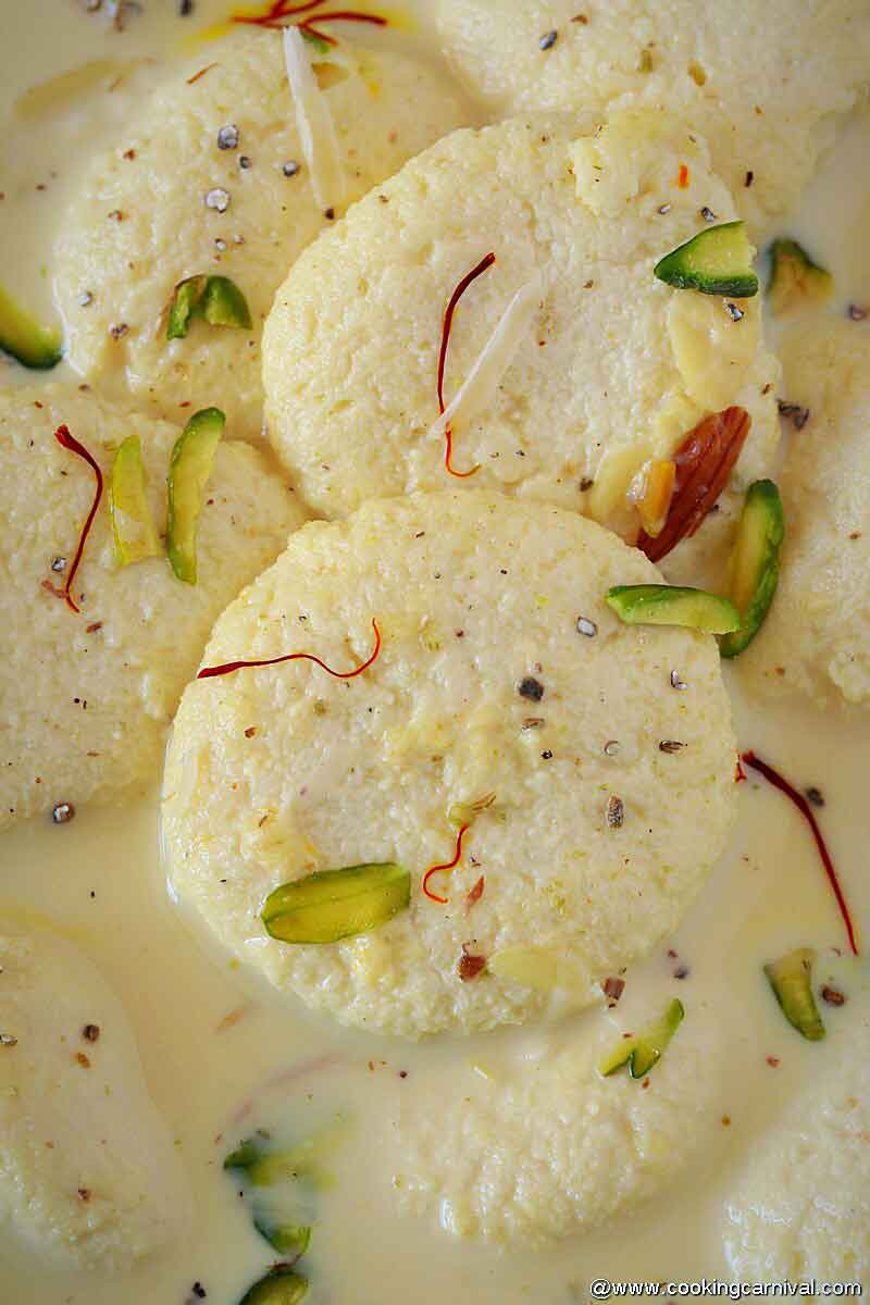 Close up shot of rasmalai