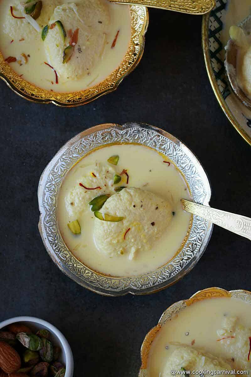 Served ras malai in bowl