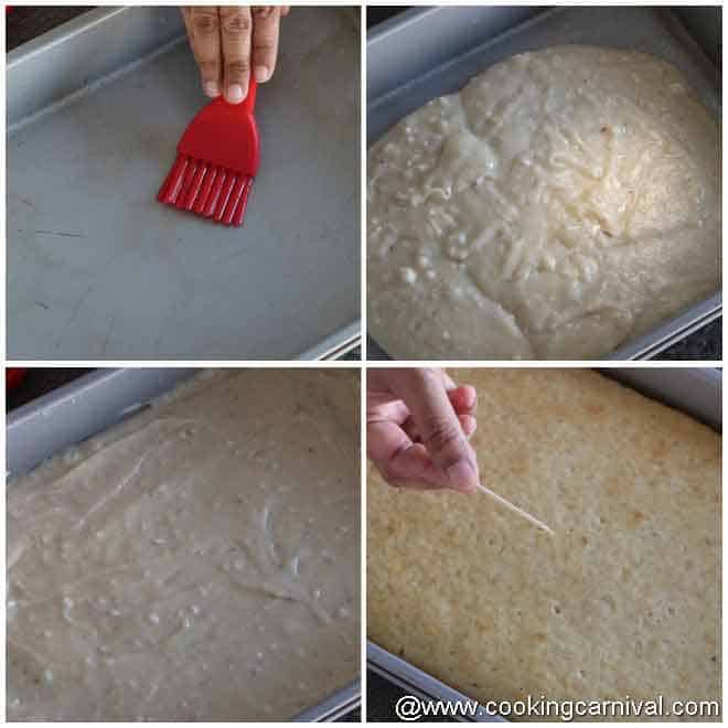 baking the cake for rasmalai cake