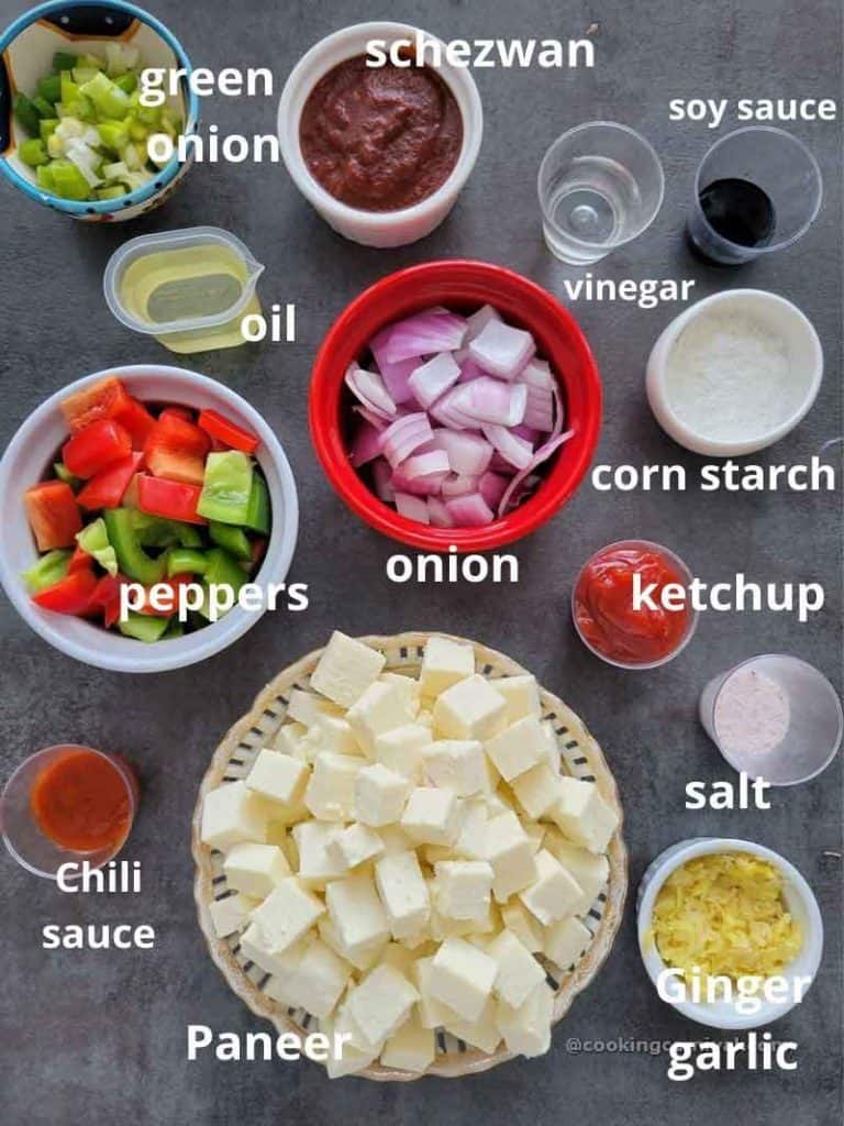 pre measured ingredients of schewan paneer