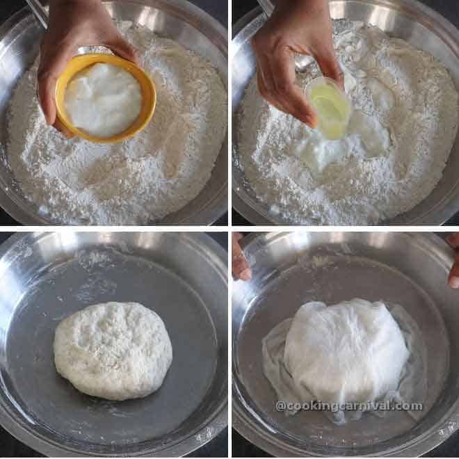 kneading dough for frankie roti