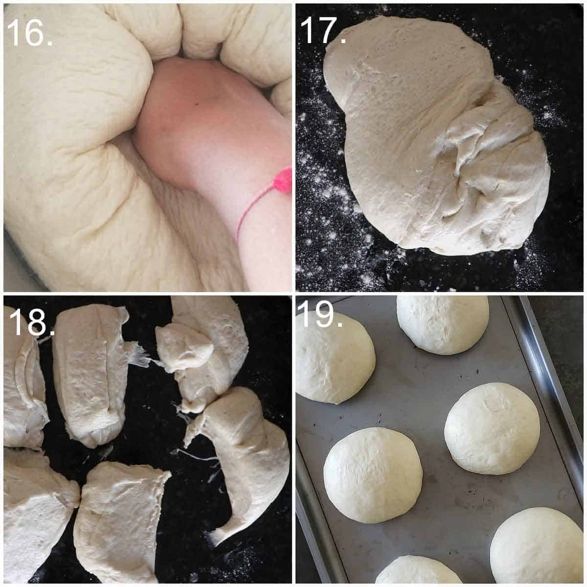 Dividing the dough into 6 balls