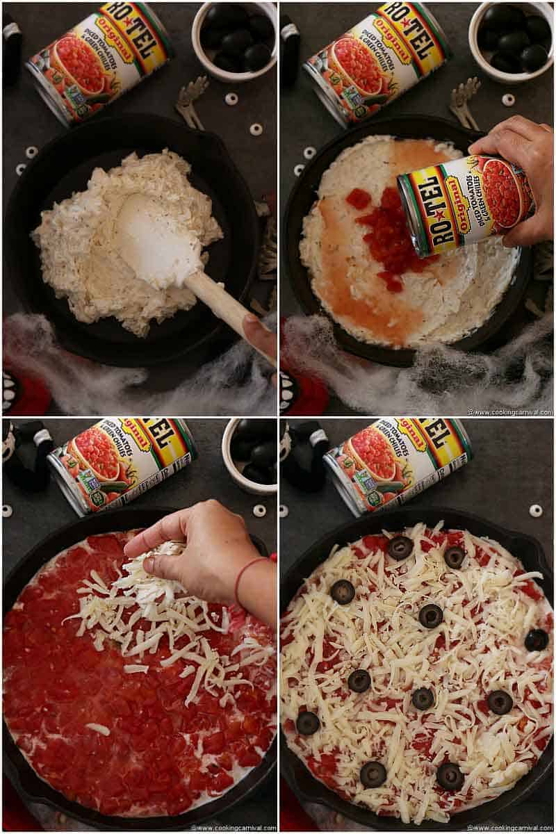 Step by step of Monster pizza dip