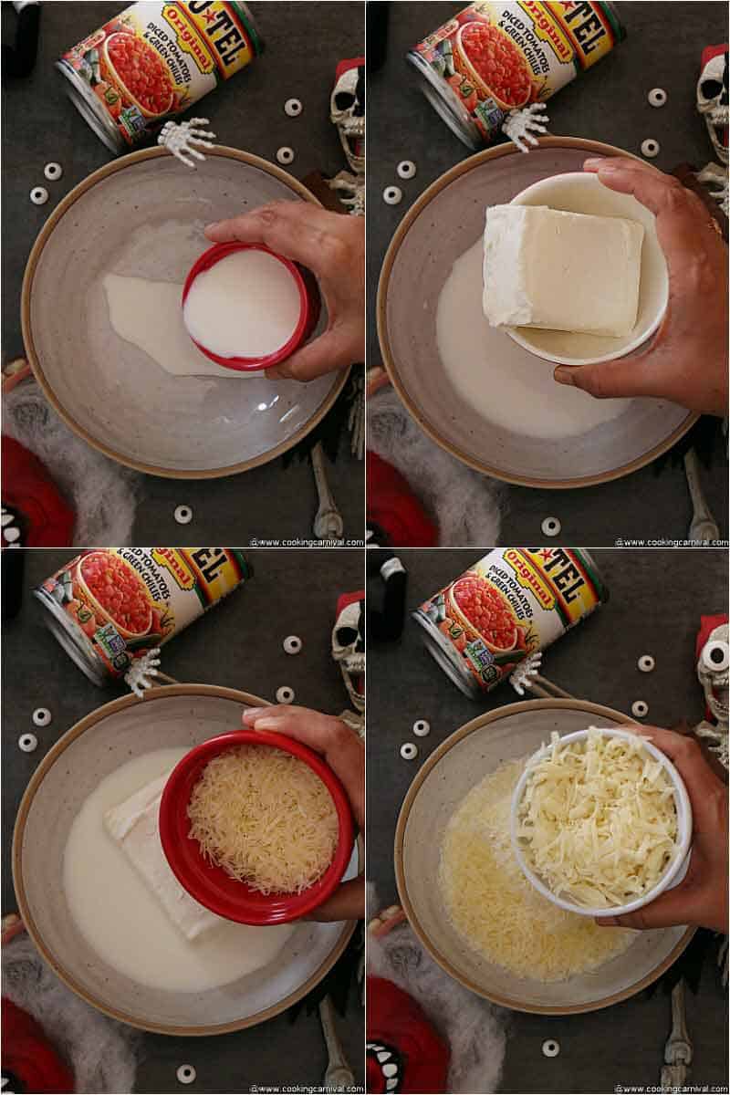 Step by step of Monster pizza dip