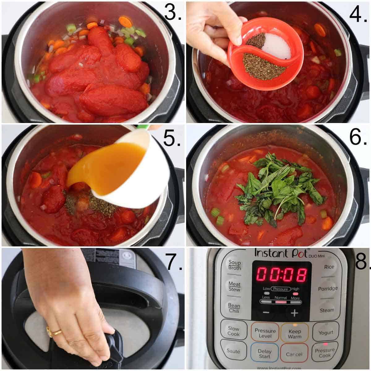 Step by step pictures of Instant pot tomato basil soup recipe