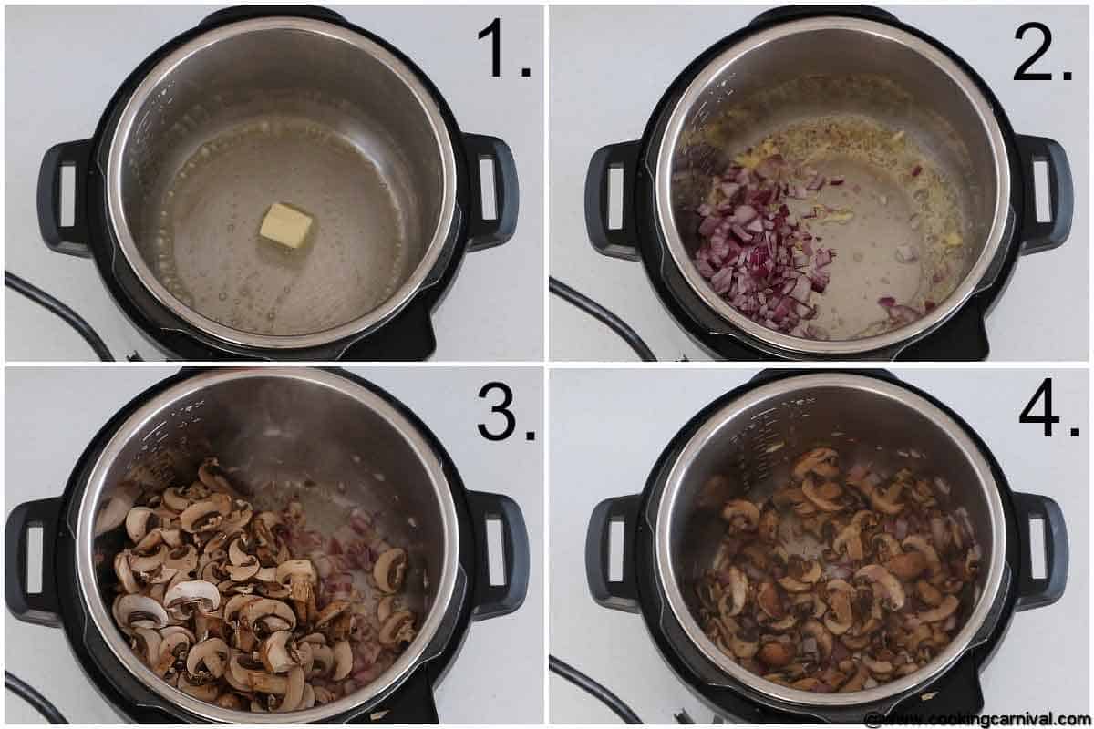 Step by step process for Mushroom rice