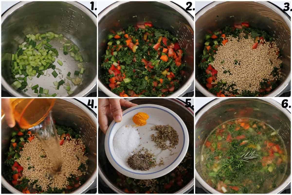 Step by step process of Instant Pot Barley Soup