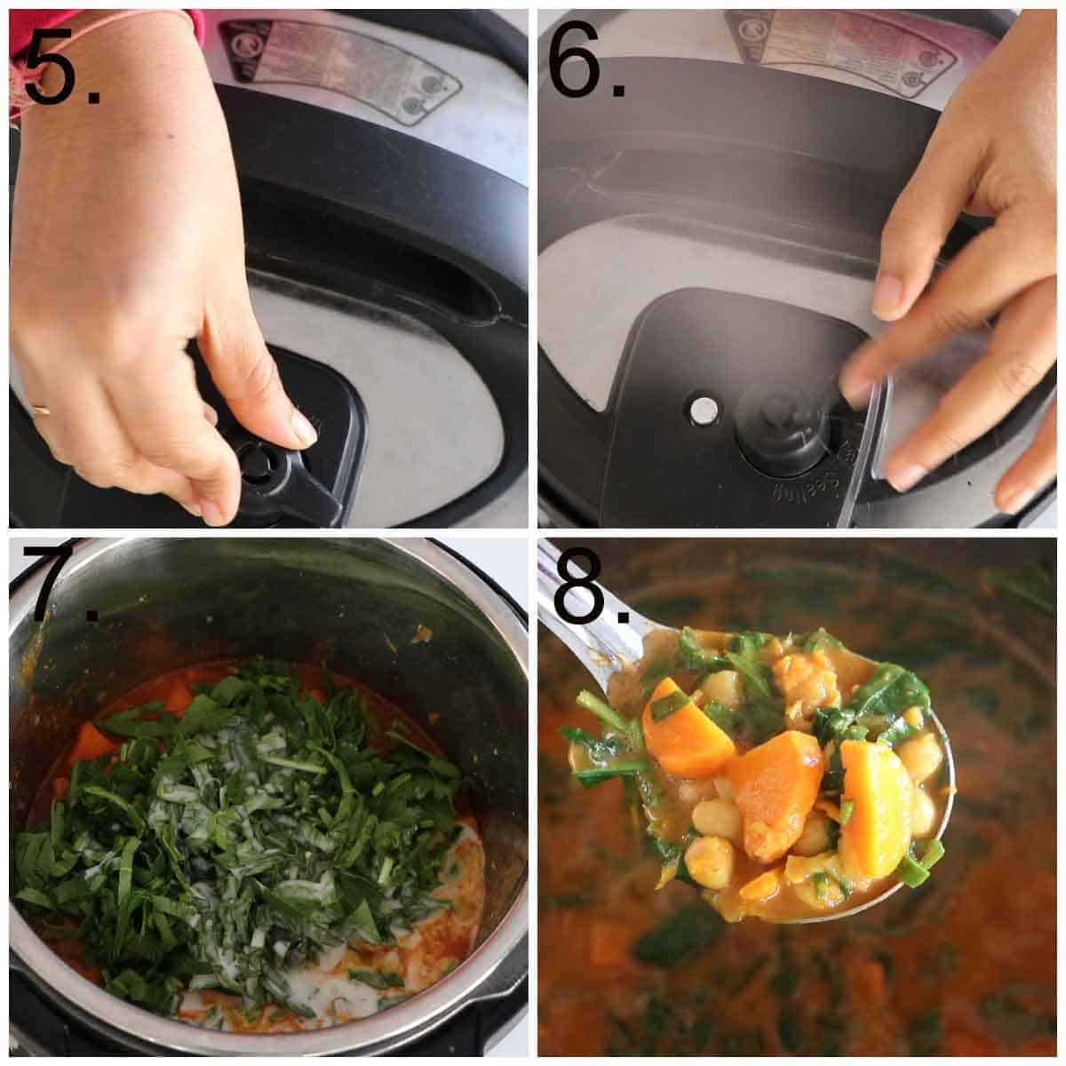 Step by step process shot of Instant Pot Sweet Potato Curry