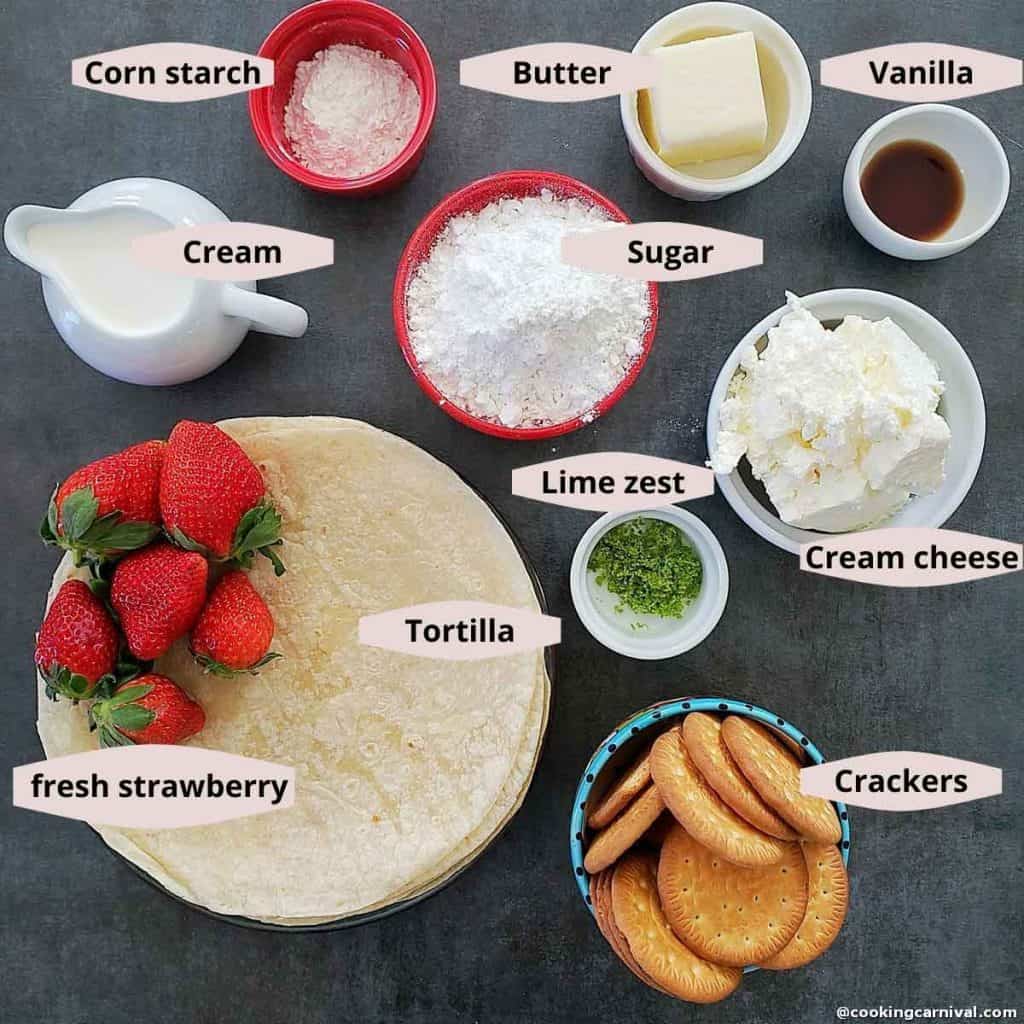 Strawberry Cheesecake Tacos ingredients