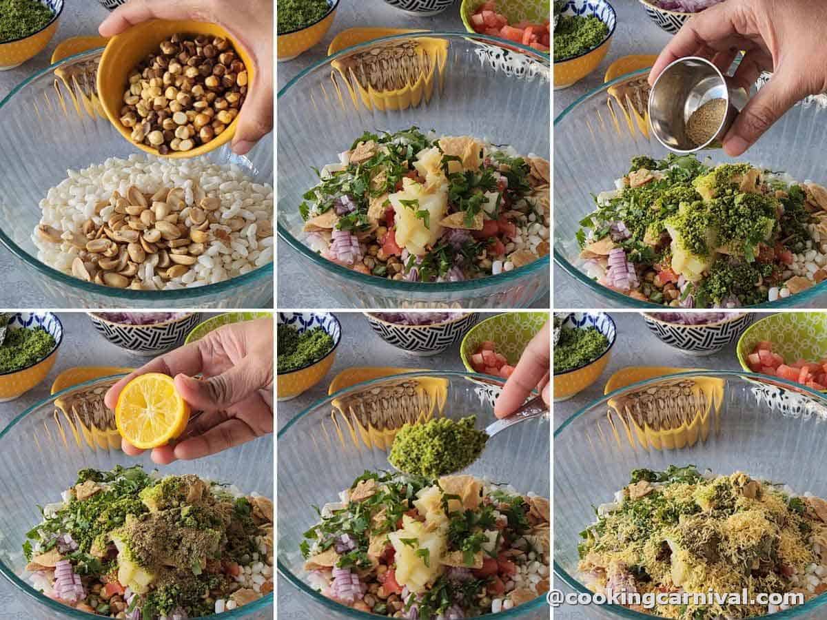 collage of making sukhi bhel recipe