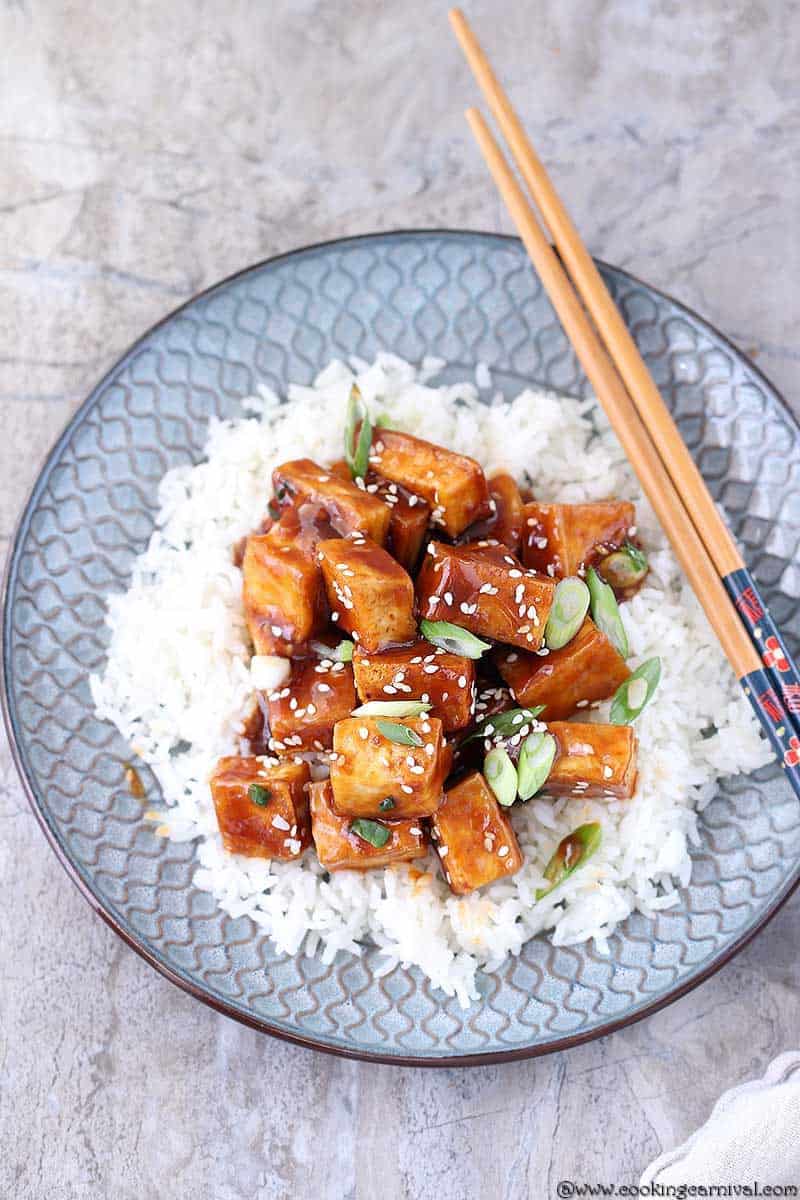 Sweet and spicy crispy tofu