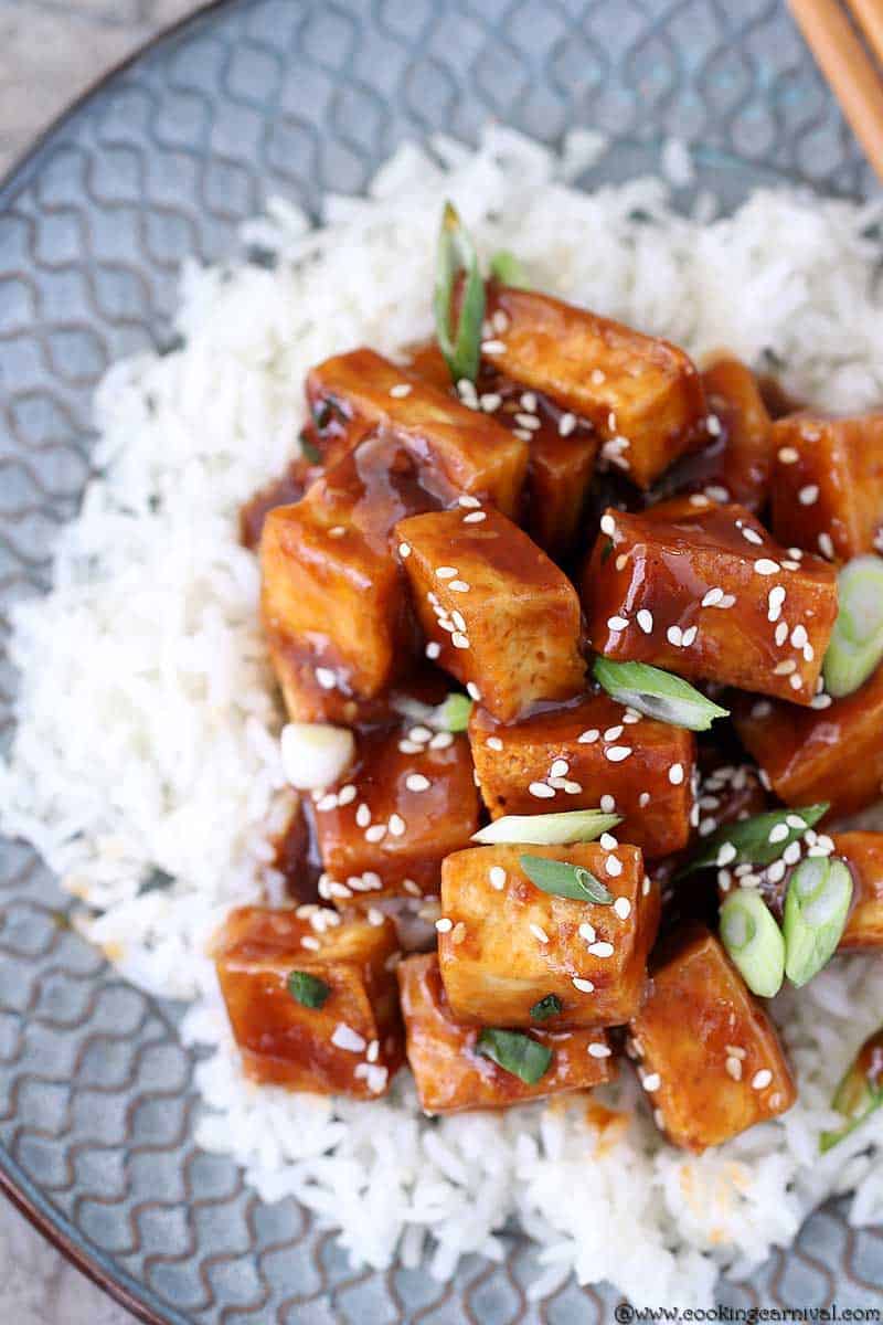 Sweet and spicy crispy tofu