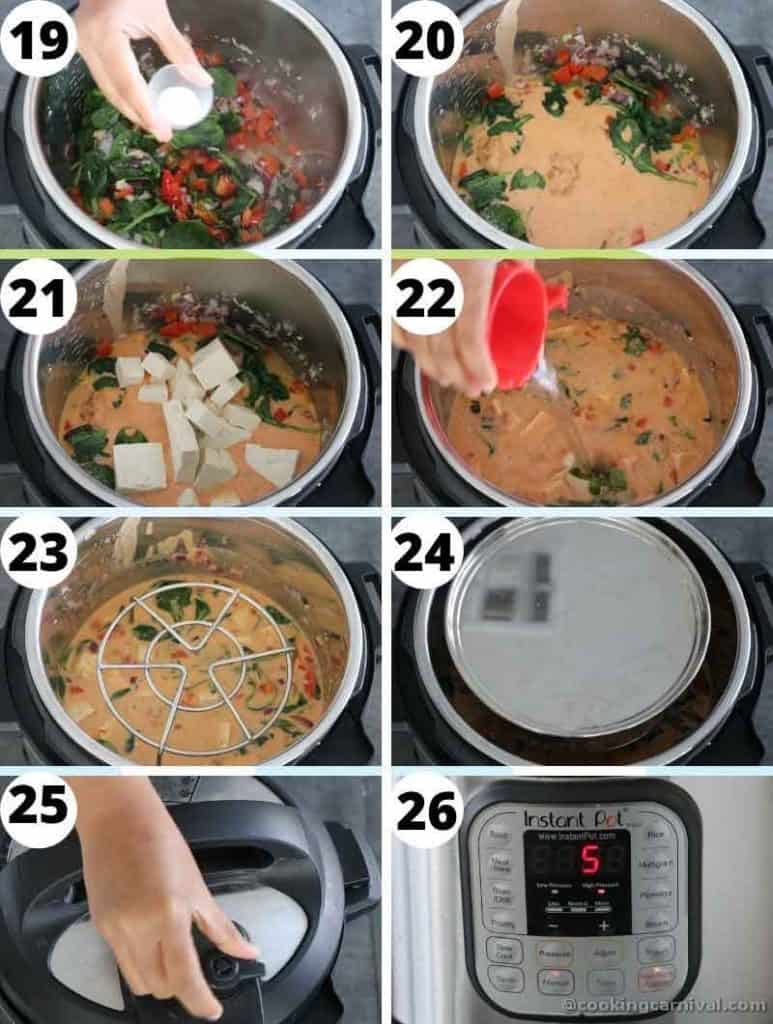 instant pot thai peanut tofu curry collage