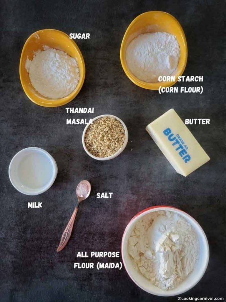 butter cookies pre measured ingredients on a black tile