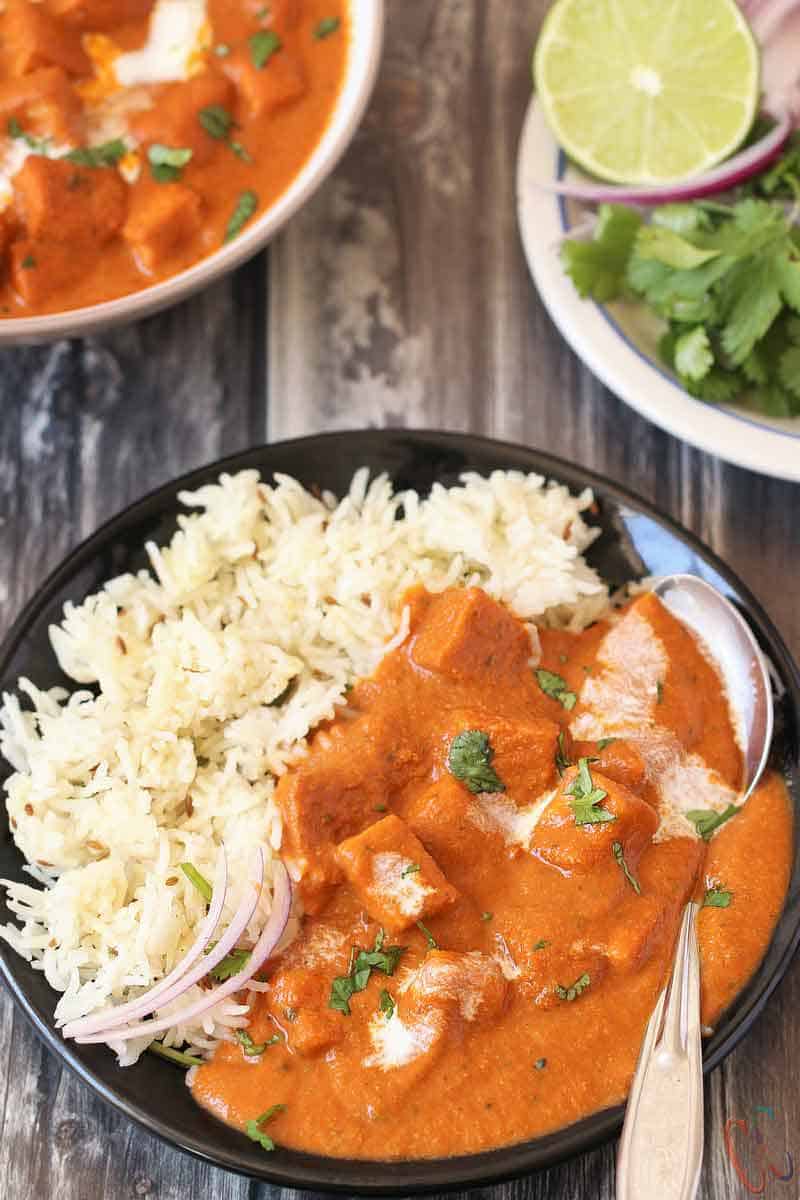 Instant Pot Tofu Tikka Masala - A delicious Gluten-free, Vegan Tofu in Indian Tomato Onion Based sauce recipe which gets ready in no time, is a perfect weeknight meal recipe and tastes best with Rice, Naan or any Indian Flat bread of your choice.