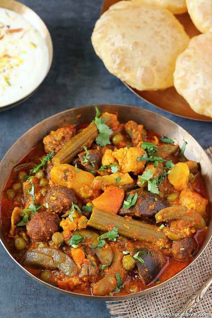 Gujarati Undhiyu recipe in traditional kansa bowl