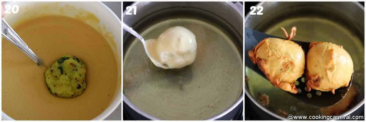 deep Frying vada in oil