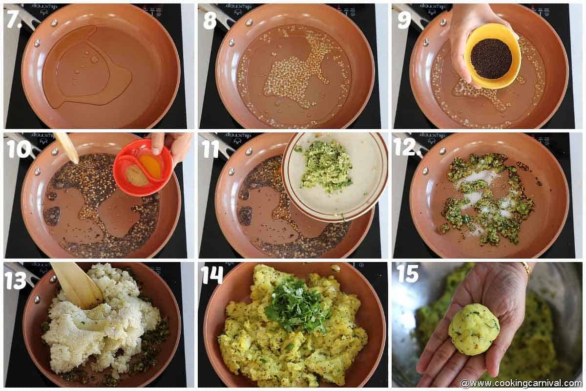 Making batata vada in a nonstick pan