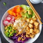 Vegan Poke bowl in white bowl