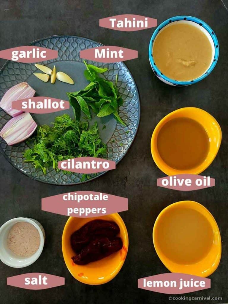 pre-measured ingredients for chipotle tahini sauce