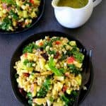 close up shot of Wheat berry salad with mint dressing