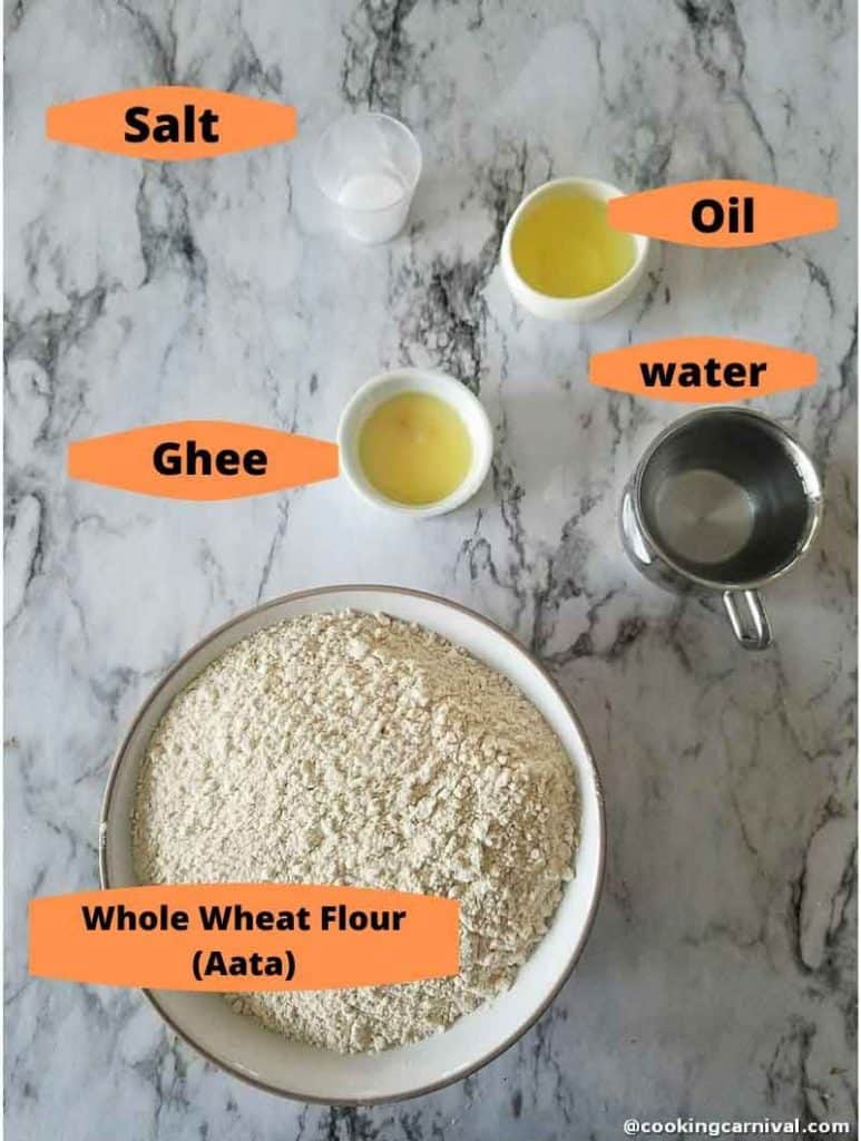 ingredients of Whole wheat Paratha recipe