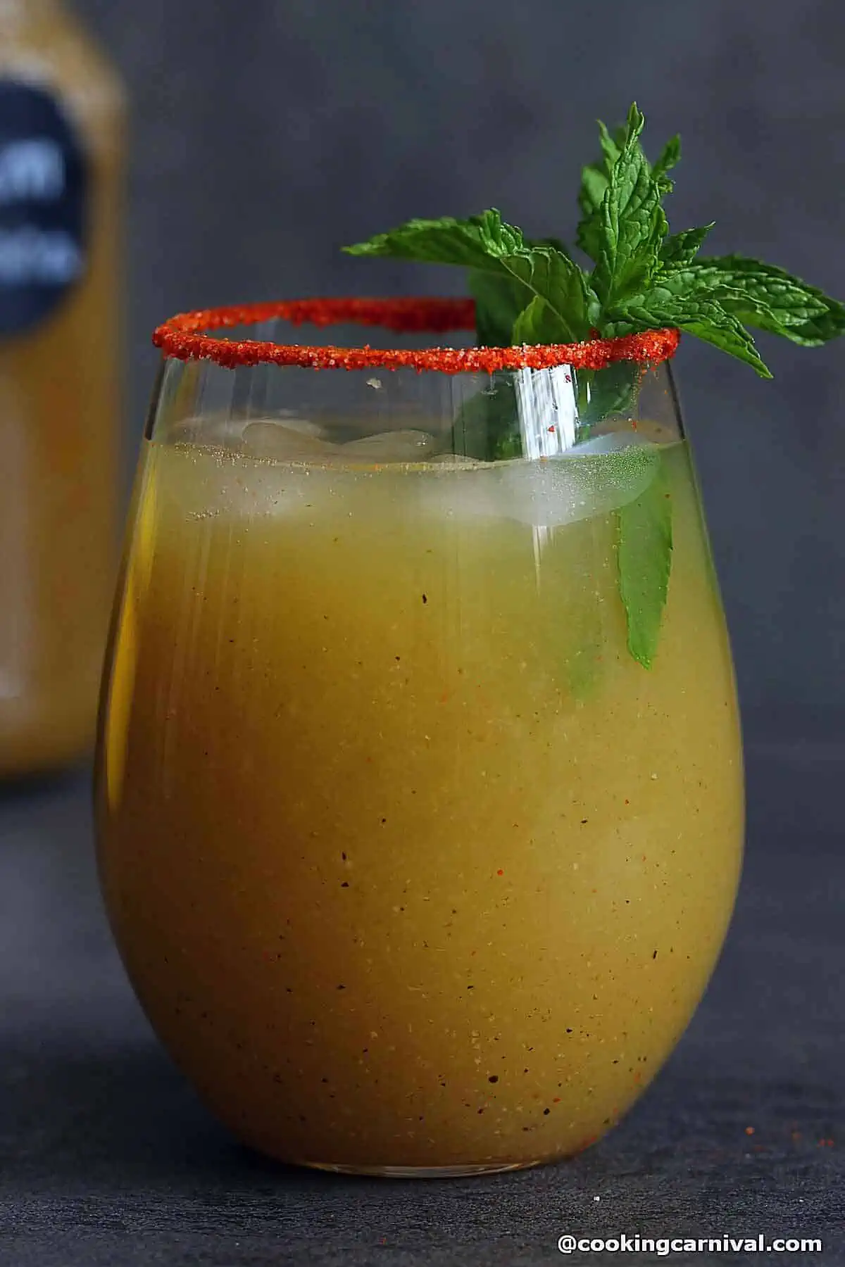 Traditional Indian Mango drink, Aam panna in a glass.