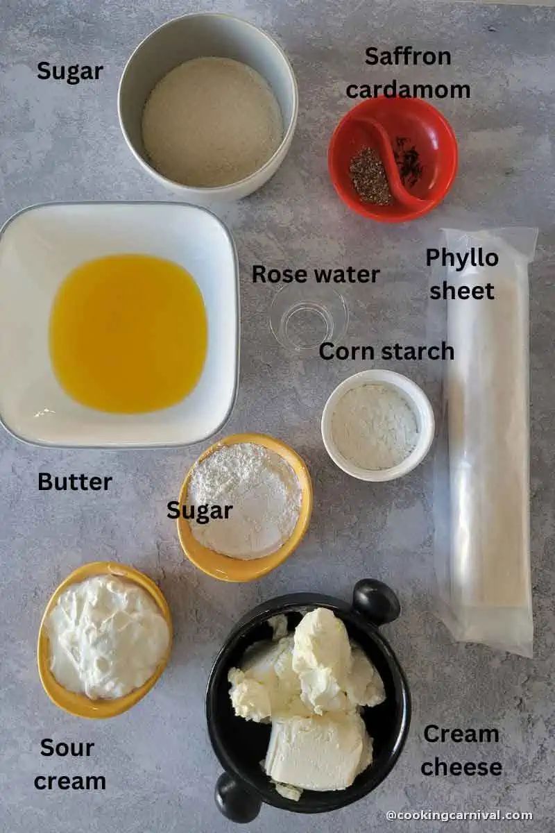 pre-measured ingredients for baklava bracelet