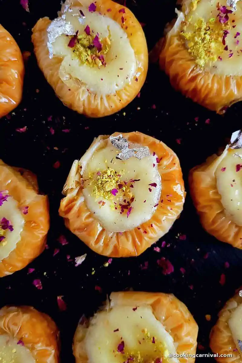 close up shot of cheesecake baklava bracelet