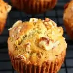 close up shot of Banana nut muffins