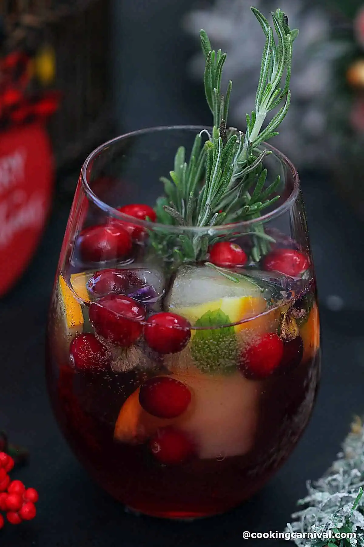 Close up shot of Christmas mocktail