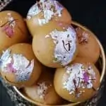 Close up shot of besan laddu