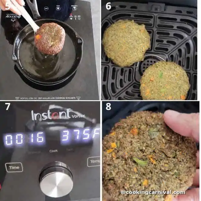 cooking burger patty in air fryer