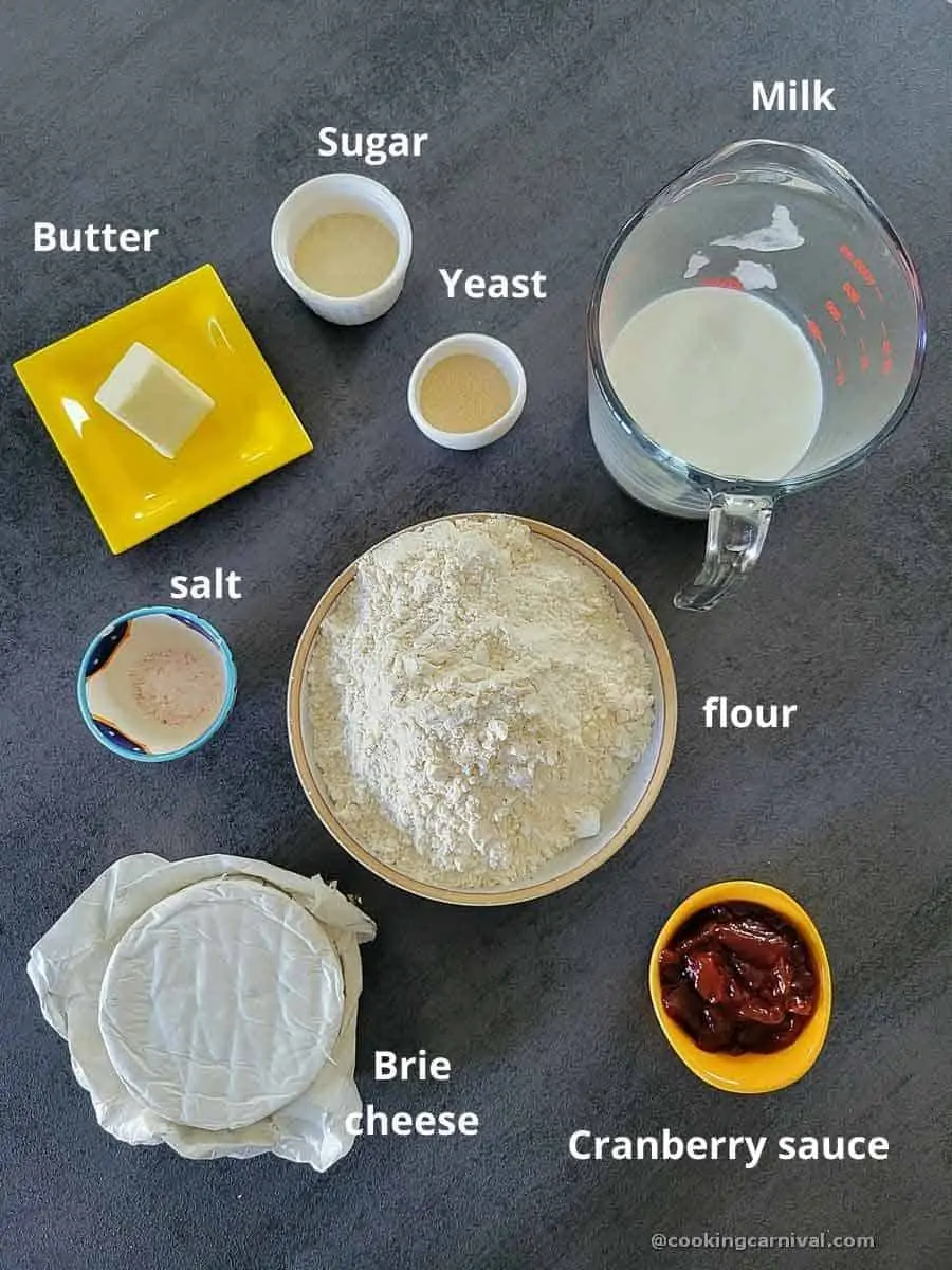 Pre-measured ingredients for bread wreath