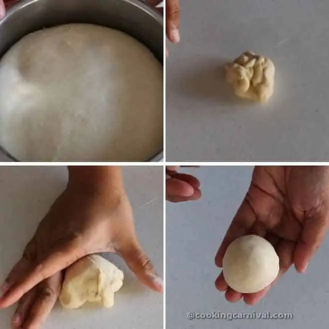 collage of shaping the dinner rolls