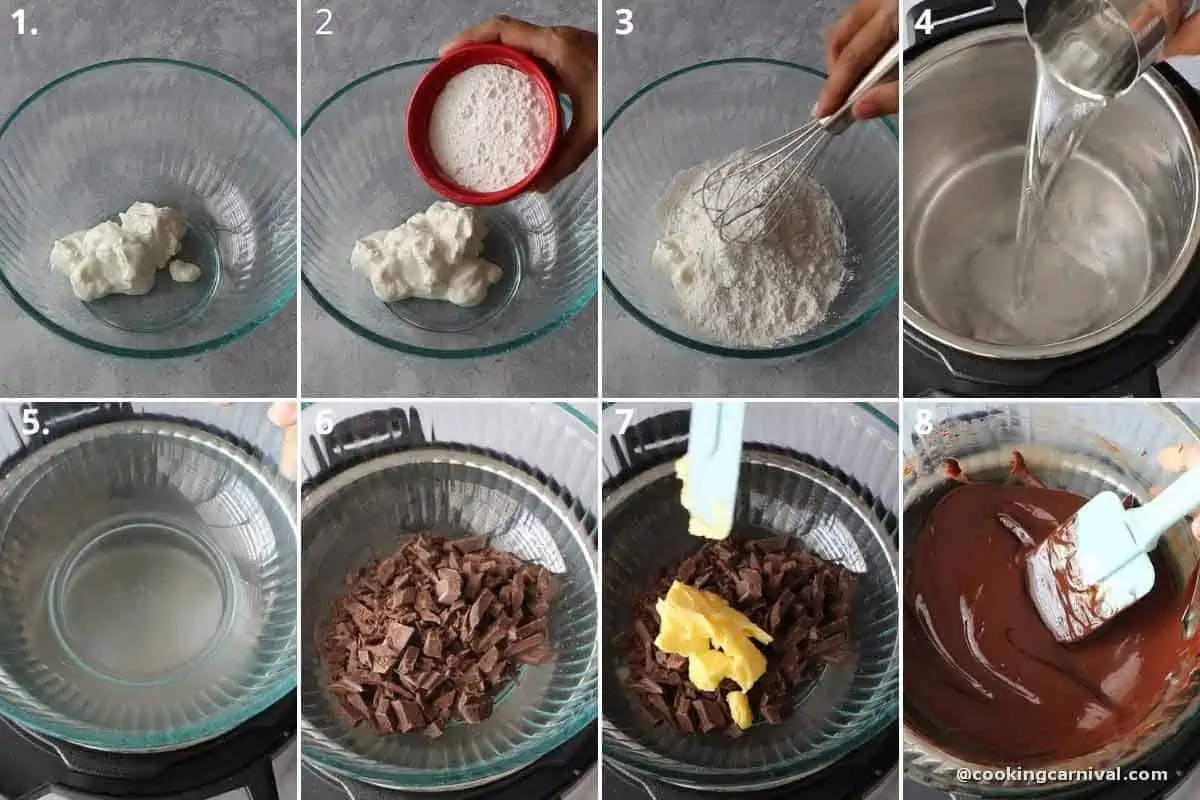 collage of making eggless brownie