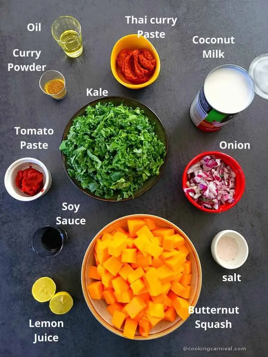 pre-measured ingredients for Butternut Squash Curry